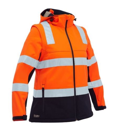 BISLEY Womens Hi-vis Soft Shell 3 In 1 Jacket With Tape