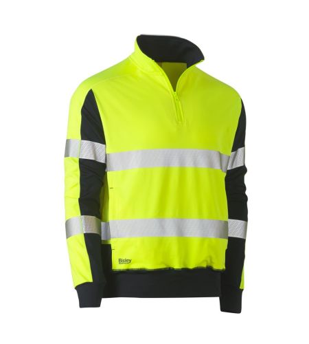 BISLEY Taped Two Tone Hi Vis Contrast Stretchy 1/4 Zip Pullover