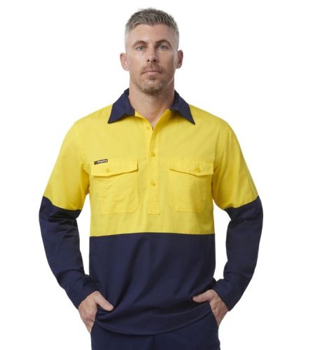 KINGGEE Workcool Long Sleeve Closed Front Hi-vis Shirt