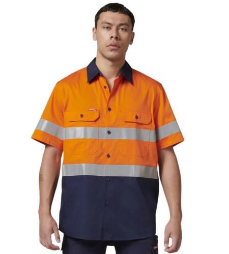 Y07754 HARD YAKKA Hi-vis Short Sleeve Vented Shirt With Tape