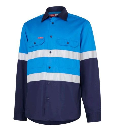 Y07910 HARD YAKKA Hi-vis 2-tone Vent Shirt With Tape