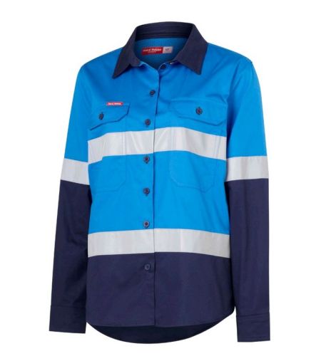 Y08806 HARD YAKKA Women's Hi-vis 2-tone Vent Shirt With Tape