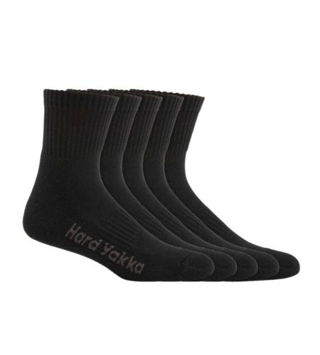 Y20012 HARD YAKKA Cotton 1/4 Length Crew Sock 5pk